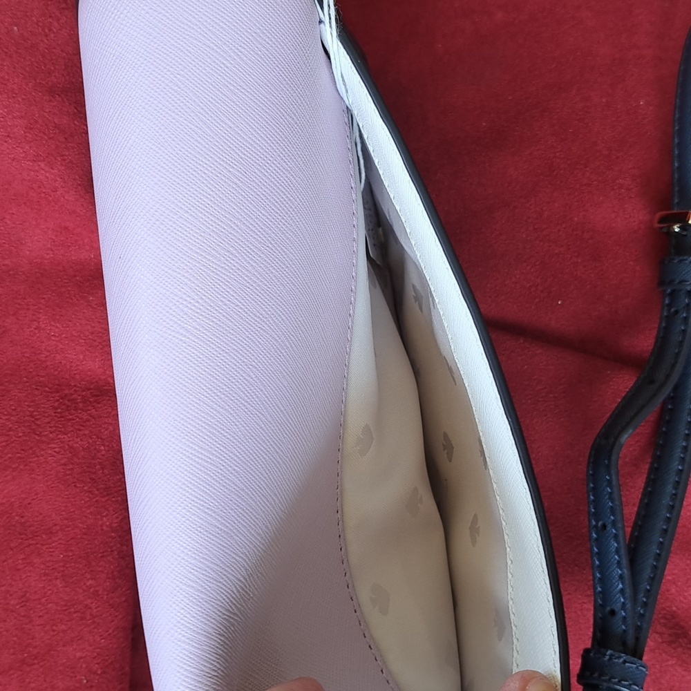 NEW Kate Spade Cameron Lavender /Navy and White Bag /Crossbody EC - Picture 5 of 16